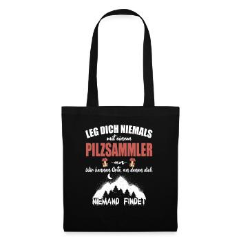 Pilzsammler Pilze sammeln Schwammerlsuche - Stoffbeutel - Schwarz - Vorne