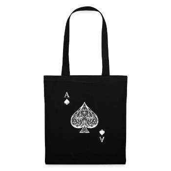 Pik Ass Kostüm Pokerspiel Skat Kartenspiel Karte - Stoffbeutel - Schwarz - Vorne