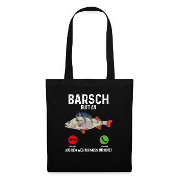 Barsch Angeln - Stoffbeutel - Schwarz - Vorne