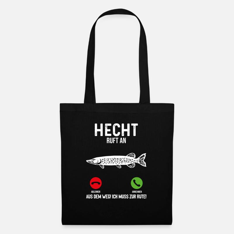 Hecht Angeln - Stoffbeutel - Schwarz