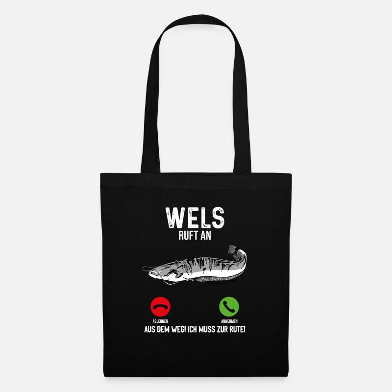 Wels Angeln - Stoffbeutel - Schwarz
