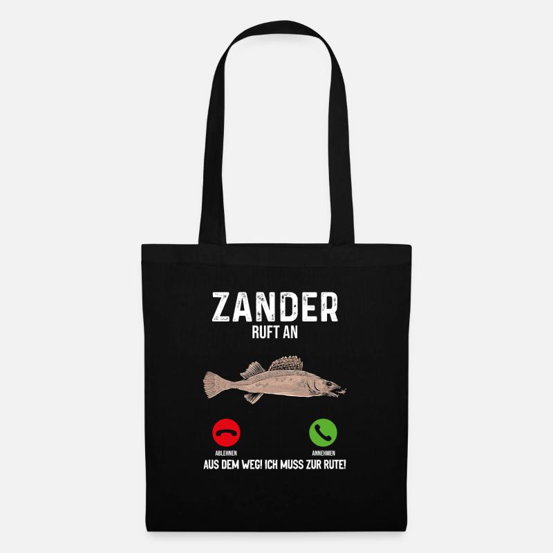 Zander Angeln - Stoffbeutel - Schwarz