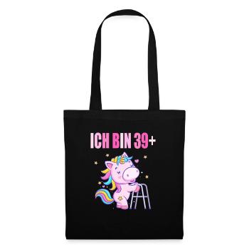 40 Jahre Einhorn ich bin 39+ 40. Geburtstag - Stoffbeutel - Schwarz - Vorne