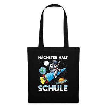 Einschulung Schulkind 2021 mit Astronaut & Rakete - Stoffbeutel - Schwarz - Vorne