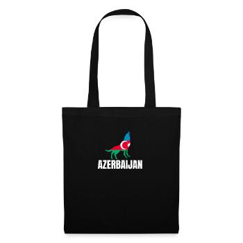 Azerbaijan Flagge mit Wolf Aserbaidschan - Stoffbeutel - Schwarz - Vorne