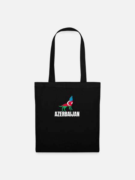 Azerbaijan Flagge mit Wolf Aserbaidschan - Stoffbeutel - Schwarz