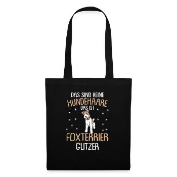 Foxterrier Glitzer Hundehaare | Foxterrier T-Shirt - Stoffbeutel - Schwarz - Vorne