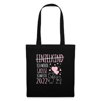 Ich werde eine große Schwester Einzelkind Ferkel - Stoffbeutel - Schwarz - Vorne