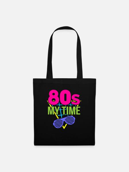 80er 1980er Jahre - Stoffbeutel - Schwarz