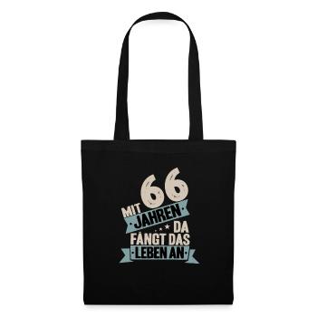 66. Geburtstag Geburtstagsspruch 66 Jahre Geschenk - Stoffbeutel - Schwarz - Vorne