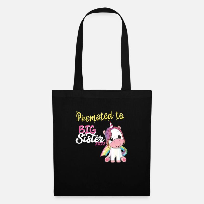 Schwester 2022 Einhorn Geschenk Idee Geschwister - Stoffbeutel - Schwarz