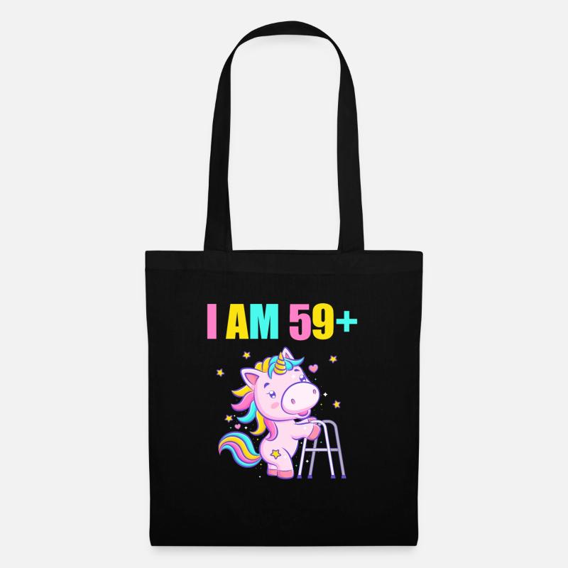 60 Jahre Einhorn ich bin 59+ 60. Geburtstag - Stoffbeutel - Schwarz
