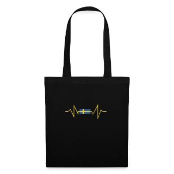 Suède drapeau suédois battement de coeur suédois - Sac en tissu - noir - Devant