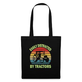 easily distracted by tractors - Tote Bag - black - Front
