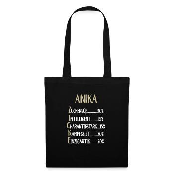 Anika Namenstag Vorname Anika Geschenk Name - Stoffbeutel - Schwarz - Vorne
