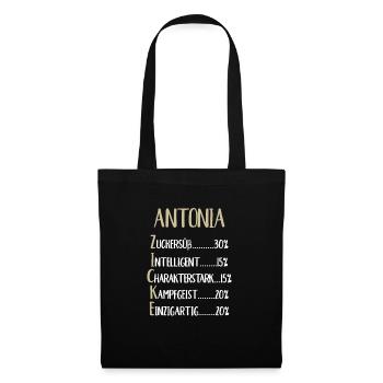 Antonia Namenstag Vorname Antonia Geschenk Name - Stoffbeutel - Schwarz - Vorne