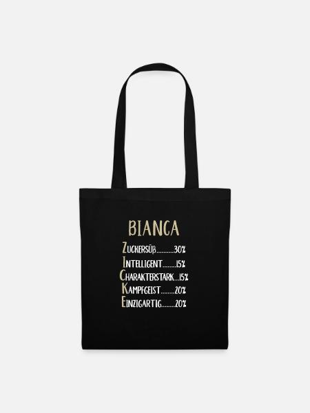 Bianca Namenstag Vorname Bianca Geschenk Name - Stoffbeutel - Schwarz