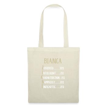 Bianca Namenstag Vorname Bianca Geschenk Name - Stoffbeutel - Natur - Vorne