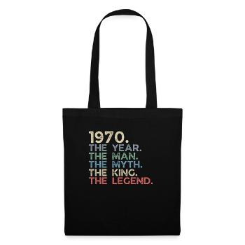 Jahrgang 1970 The Year Man Myth King Legend Retro - Stoffbeutel - Schwarz - Vorne