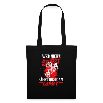 MTB Downhill Bike Mountainbike Fahrrad Mann Lustig - Stoffbeutel - Schwarz - Vorne