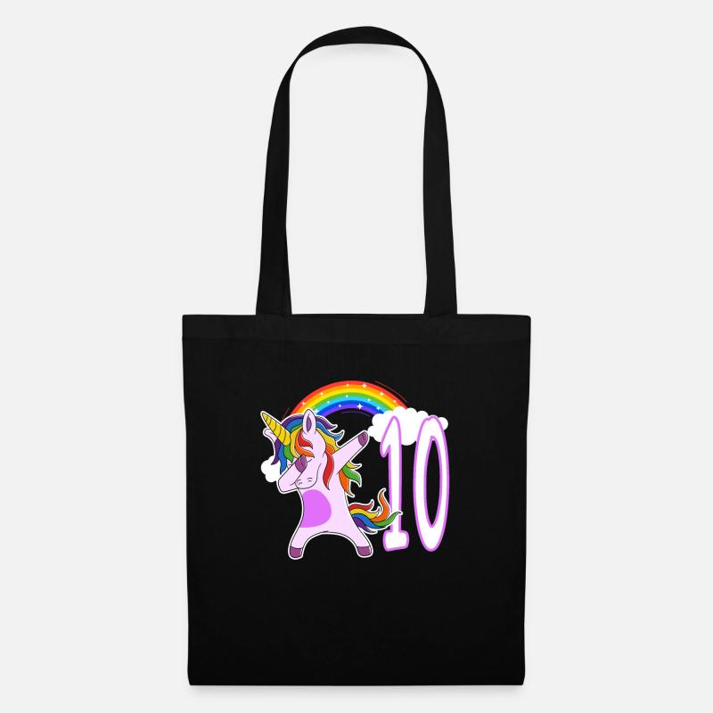 Dabbing Einhorn Ich bin 10 Jahre alt - Stoffbeutel - Schwarz