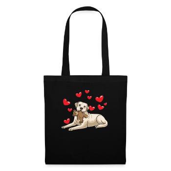Labrador Retriever chien avec peluche - Sac en tissu - noir - Devant