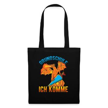 Schulkind Einschulung Drache - Stoffbeutel - Schwarz - Vorne