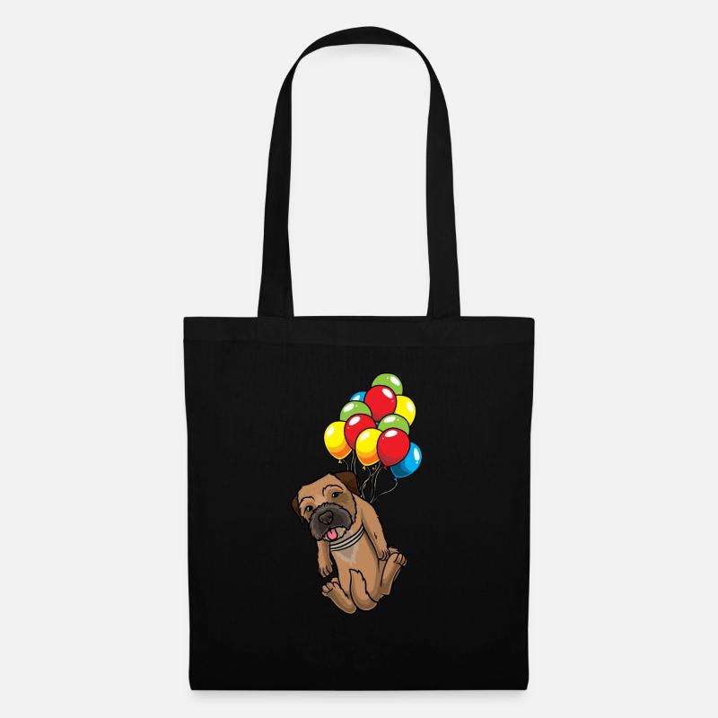 Border Terrier mit Luftballons - Stoffbeutel - Schwarz