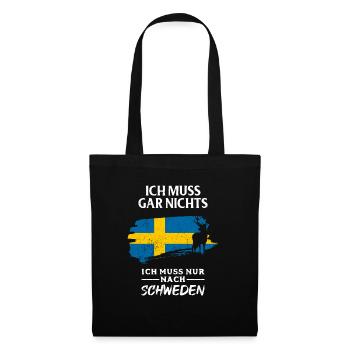 Schweden Flagge Tshirt - Stoffbeutel - Schwarz - Vorne
