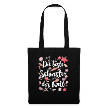 Beste Schwester - Stoffbeutel - Schwarz - Vorne