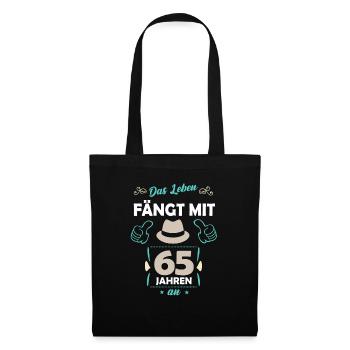 65. Geburtstag Geschenk 65 Jahre Spruch - Stoffbeutel - Schwarz - Vorne