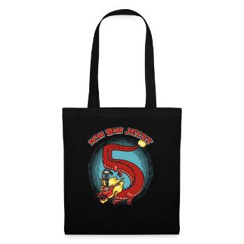 5. Geburtstag Ninja und Drachen - Stoffbeutel - Schwarz - Vorne