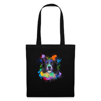 Border Collie Chien amoureux des animaux Chiens Peinture à l’eau - Sac en tissu - noir - Devant