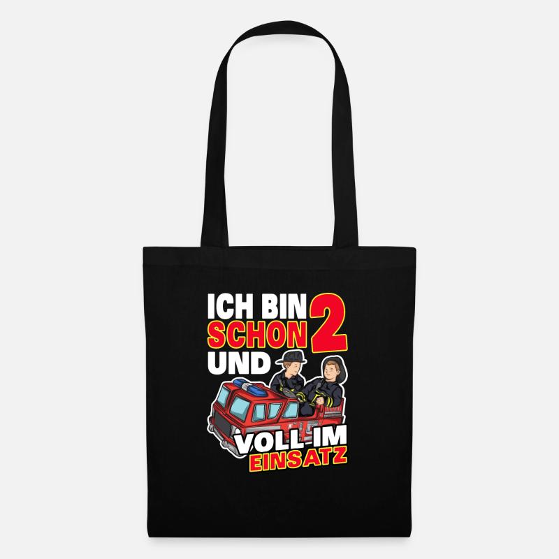 Ich bin schon 2 | 2. Geburtstag Feuerwehr Jungen - Stoffbeutel - Schwarz