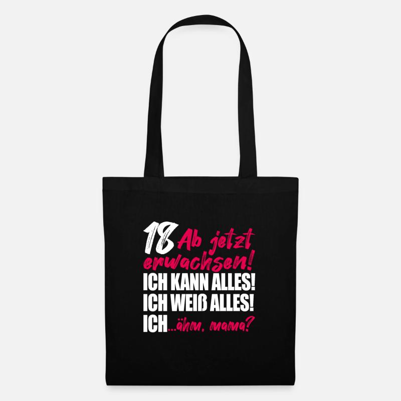 18. Geburtstag Mädchen Geschenk 18 Geburtstag Frau - Stoffbeutel - Schwarz