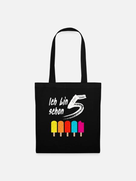 Ich bin schon 5 Geburtstagsgeschenk - Stoffbeutel - Schwarz
