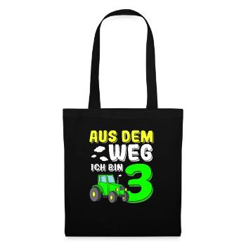 Aus dem Weg ich bin 3. Geburtstag Traktor Junge - Stoffbeutel - Schwarz - Vorne