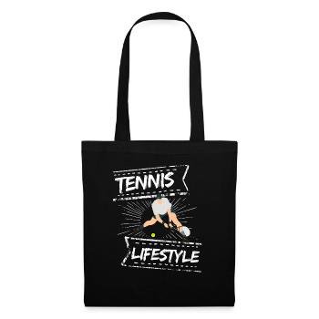 tennis / Tennis / Tennis spieler / Tennis Spielen - Stoffbeutel - Schwarz - Vorne