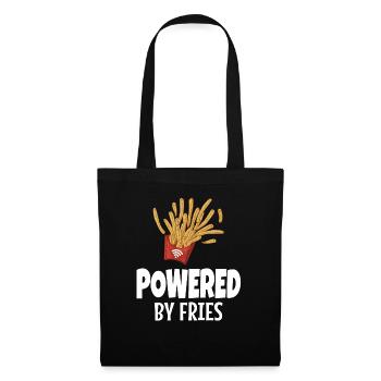 Powered By Pommes Junk Food - Stoffbeutel - Schwarz - Vorne
