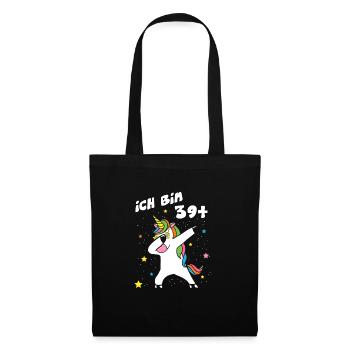 Ich bin 39 Einhorn Dab Dabbing Unicorn - Stoffbeutel - Schwarz - Vorne