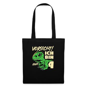 Roar Ich Bin 4 | 4. Geburtstag Jungen Dino - Stoffbeutel - Schwarz - Vorne