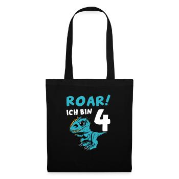 Roar Ich Bin 4 | 4. Geburtstag Jungen Dino - Stoffbeutel - Schwarz - Vorne