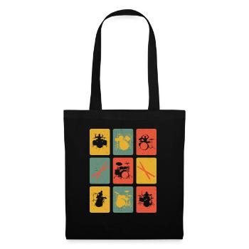 Rétro batterie joueur Drummer Drumsticks musique - Sac en tissu - noir - Devant