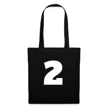 Nummer 2 Großbuchstaben Monogramm - Stoffbeutel - Schwarz - Vorne