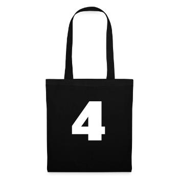 Nummer 4 Großbuchstaben Monogramm - Stoffbeutel - Schwarz - Vorne