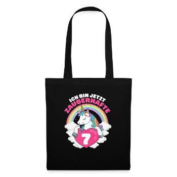7 Jahre Einhorn 7. Geburtstag Mädchen - Stoffbeutel - Schwarz - Vorne