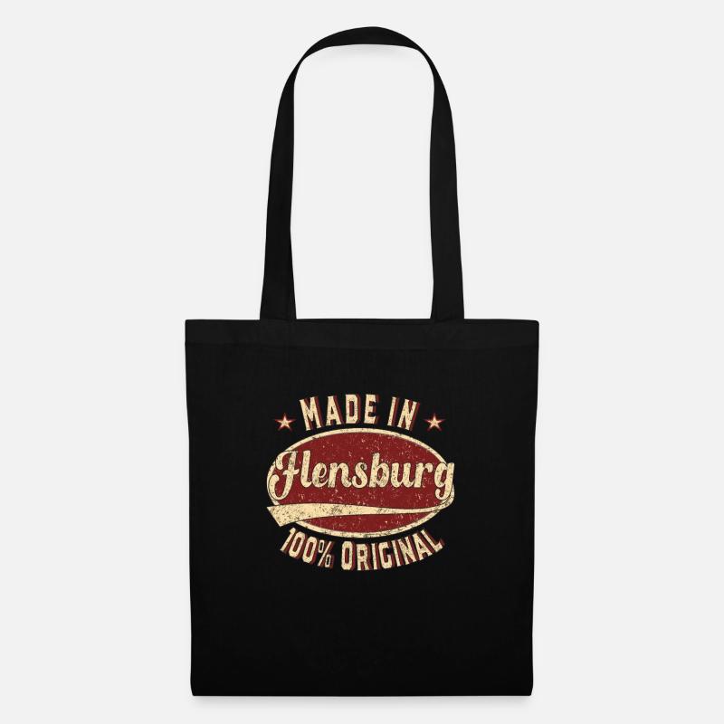 Made in Flensburg 100 % original Flensburger Retro - Stoffbeutel - Schwarz