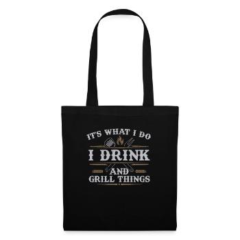 Kit de barbecue amusant avec l’inscription « C’est ce que je fais - Sac en tissu - noir - Devant