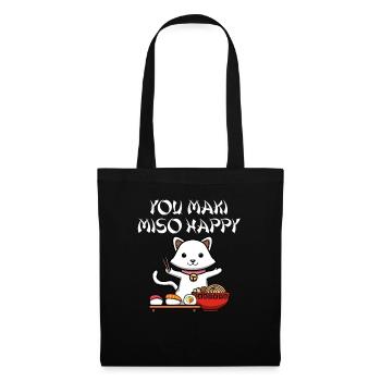 You Maki Miso Happy Sushi Japan Katze Süßes Kawaii - Stoffbeutel - Schwarz - Vorne