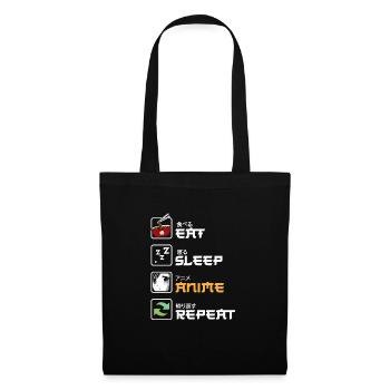 Eat Sleep Anime Repeat Kawaii Japanisch Manga Fan - Stoffbeutel - Schwarz - Vorne